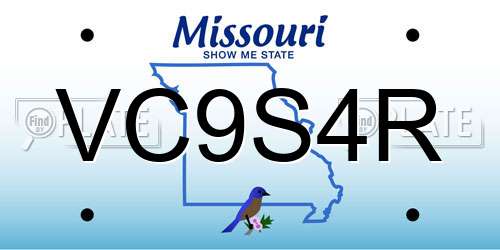 VC9S4R Missouri License Plate
