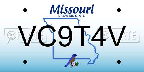 VC9T4V Missouri License Plate