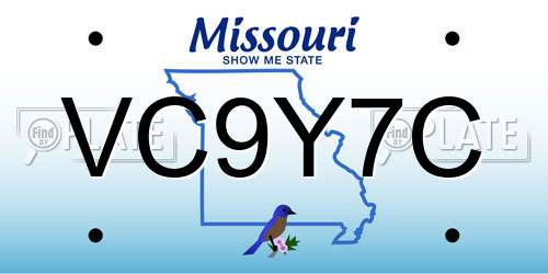 VC9Y7C Missouri License Plate