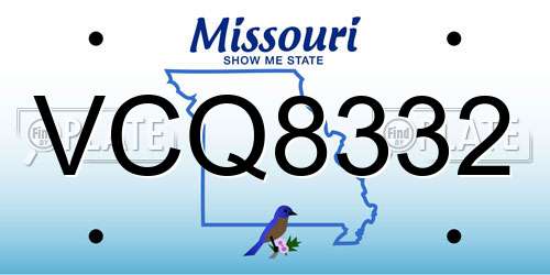 VCQ8332 Missouri License Plate