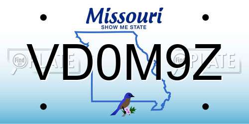 VD0M9Z Missouri License Plate