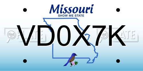 VD0X7K Missouri License Plate
