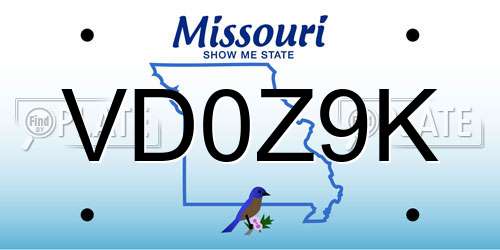 VD0Z9K Missouri License Plate