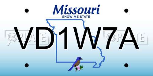 VD1W7A Missouri License Plate