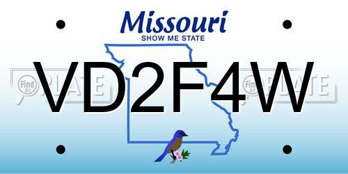 VD2F4W Missouri License Plate