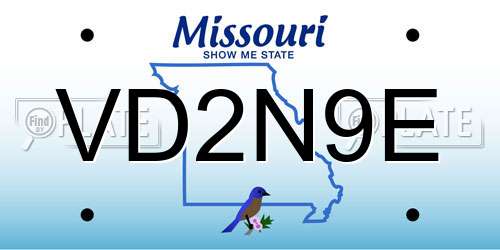 VD2N9E Missouri License Plate
