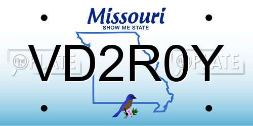 VD2R0Y Missouri License Plate