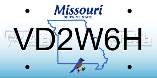 VD2W6H Missouri License Plate