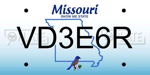 VD3E6R Missouri License Plate