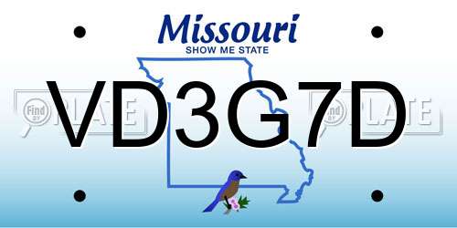 VD3G7D Missouri License Plate
