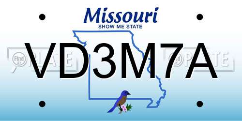 VD3M7A Missouri License Plate