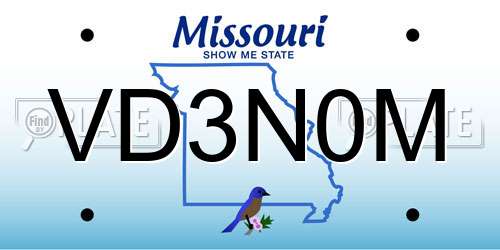 VD3N0M Missouri License Plate