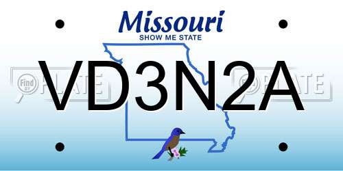 VD3N2A Missouri License Plate