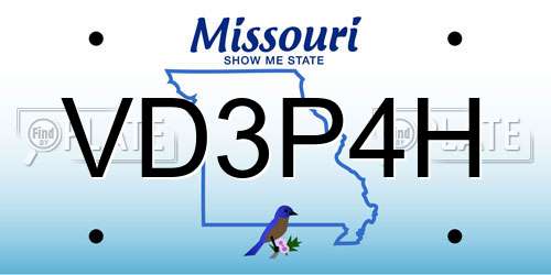 VD3P4H Missouri License Plate