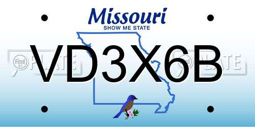 VD3X6B Missouri License Plate