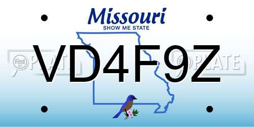 VD4F9Z Missouri License Plate
