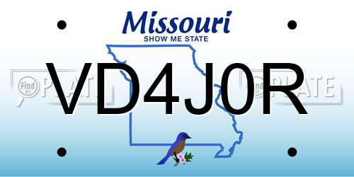 VD4J0R Missouri License Plate