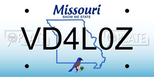 VD4L0Z Missouri License Plate