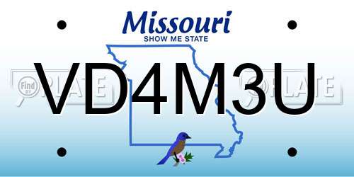 VD4M3U Missouri License Plate