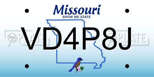 VD4P8J Missouri License Plate