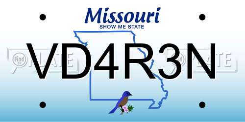 VD4R3N Missouri License Plate