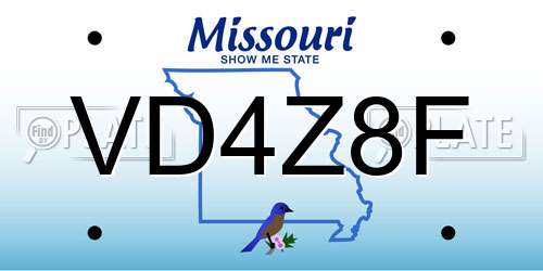 VD4Z8F Missouri License Plate