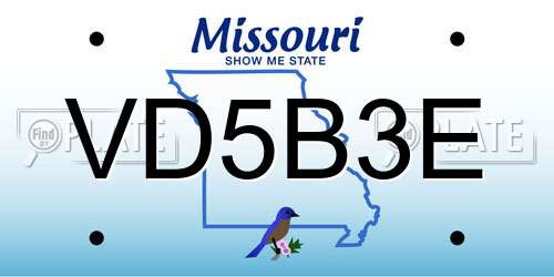 VD5B3E Missouri License Plate