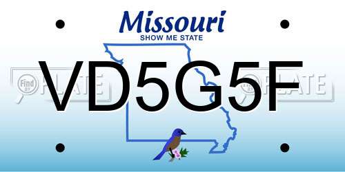 VD5G5F Missouri License Plate