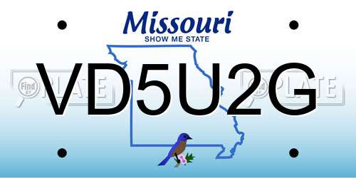 VD5U2G Missouri License Plate