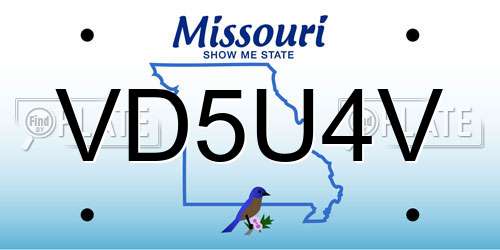 VD5U4V Missouri License Plate