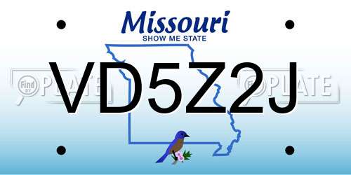 VD5Z2J Missouri License Plate
