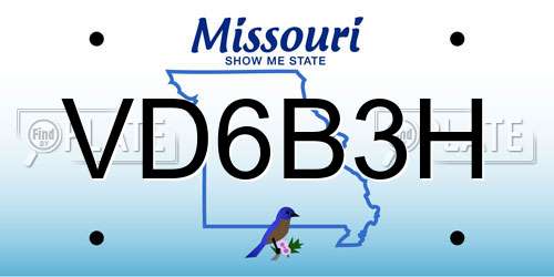 VD6B3H Missouri License Plate