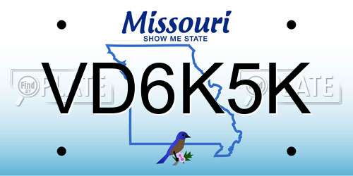 VD6K5K Missouri License Plate