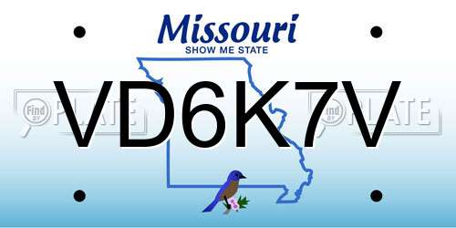 VD6K7V Missouri License Plate