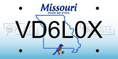 VD6L0X Missouri License Plate