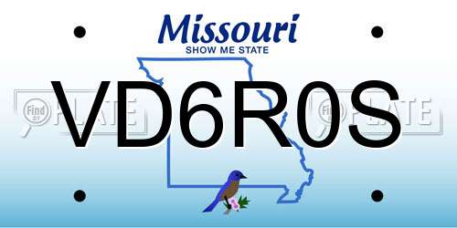 VD6R0S Missouri License Plate