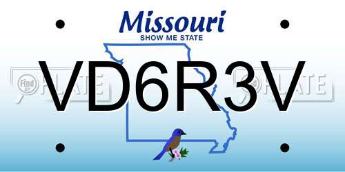 VD6R3V Missouri License Plate