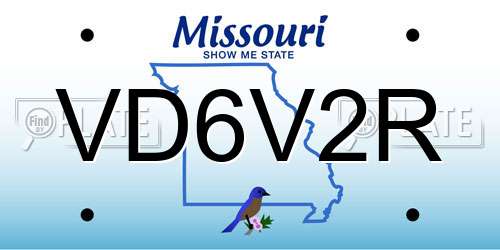 VD6V2R Missouri License Plate