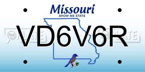 VD6V6R Missouri License Plate