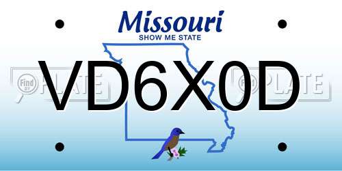 VD6X0D Missouri License Plate