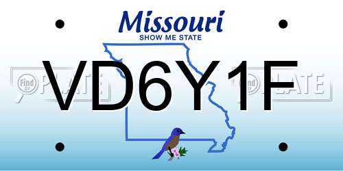 VD6Y1F Missouri License Plate