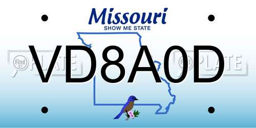 VD8A0D Missouri License Plate