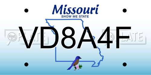VD8A4F Missouri License Plate