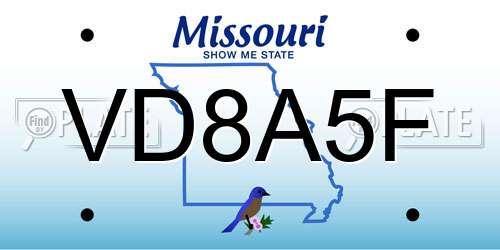VD8A5F Missouri License Plate