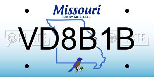 VD8B1B Missouri License Plate