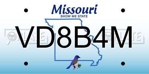 VD8B4M Missouri License Plate