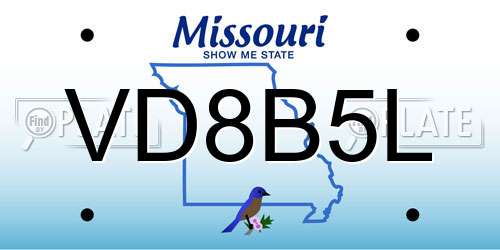 VD8B5L Missouri License Plate
