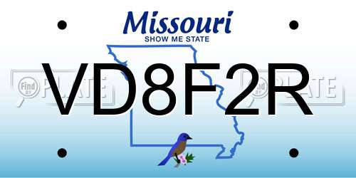 VD8F2R Missouri License Plate