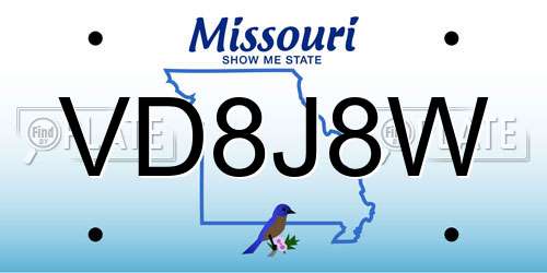VD8J8W Missouri License Plate