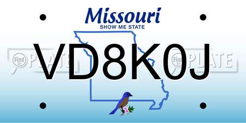VD8K0J Missouri License Plate